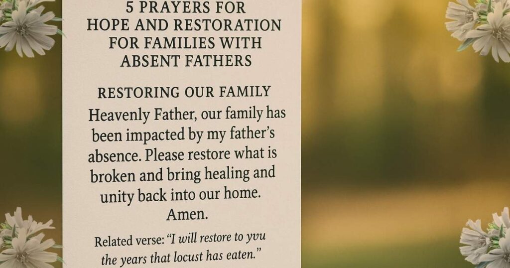 5 Hope and Restoration for Families with Prayers for Absent Fathers