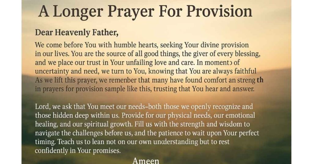 A Longer Prayers For Provision