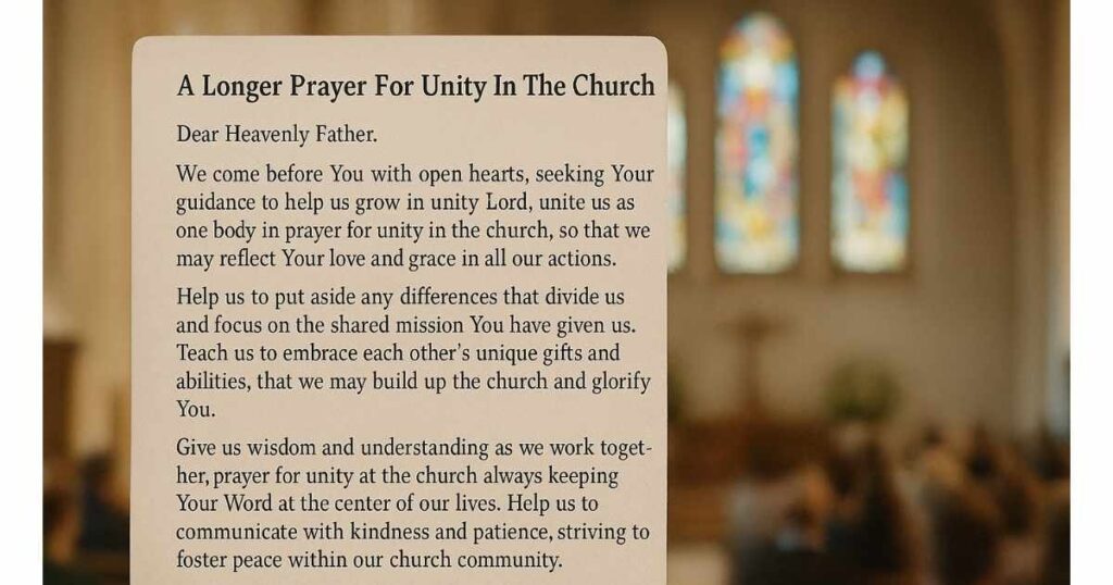 A Longer Prayer For Unity In The Church